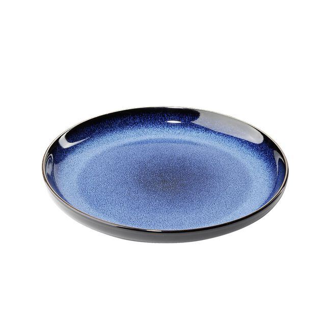 Assiette plate M&eacute;t&eacute;or porcelaine bleu &Oslash;20cm