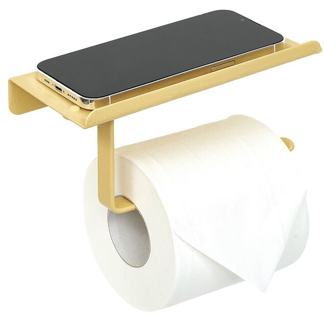 D&eacute;rouleur papier WC inox jaune Sunflow &agrave; visser ou coller 17,4x9xH8cm
