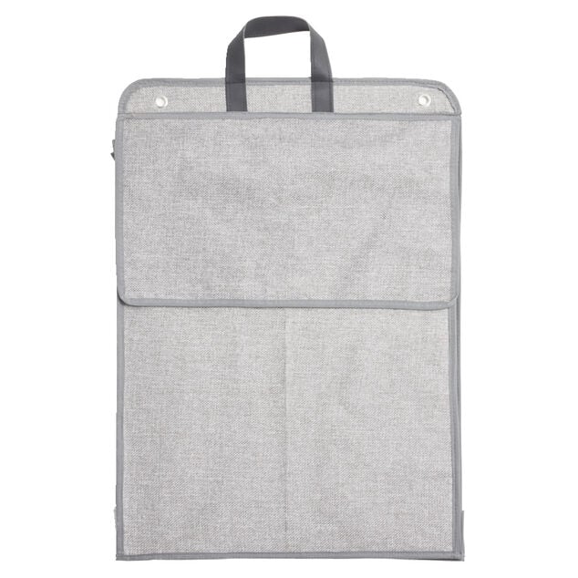 Panier &agrave; linge mural pliant tiss&eacute; gris 40,5x15xH57cm