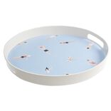 Plateau rond bleu et blanc motif nageur - plastique &Oslash;34,5xH4cm