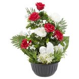 Composition columbarium H54 cm rouge blanc - Fleur artificielle