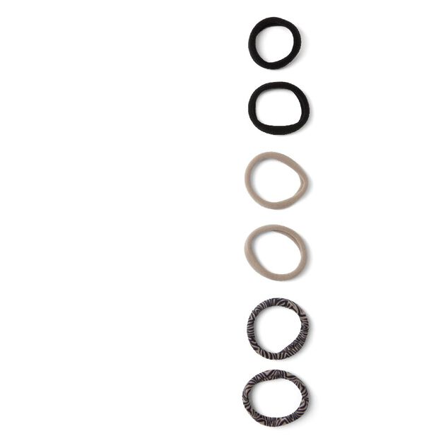 Lot de 6 &eacute;lastiques mousse beige et noir