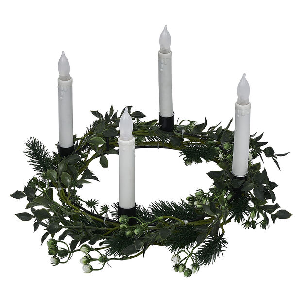 Couronne centre de table eucalyptus artificiel avec chandelle LED x4