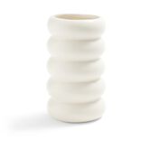 Vase anneau c&eacute;ramique blanc cr&egrave;me &Oslash;11,7xH20,4cm