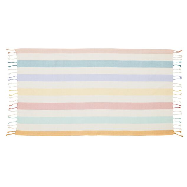 Fouta de plage 1 personne coton bayad&egrave;re rayures color&eacute;es 92x165cm