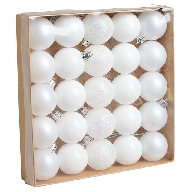Boule de No&euml;l blanc &Oslash;4cm x25