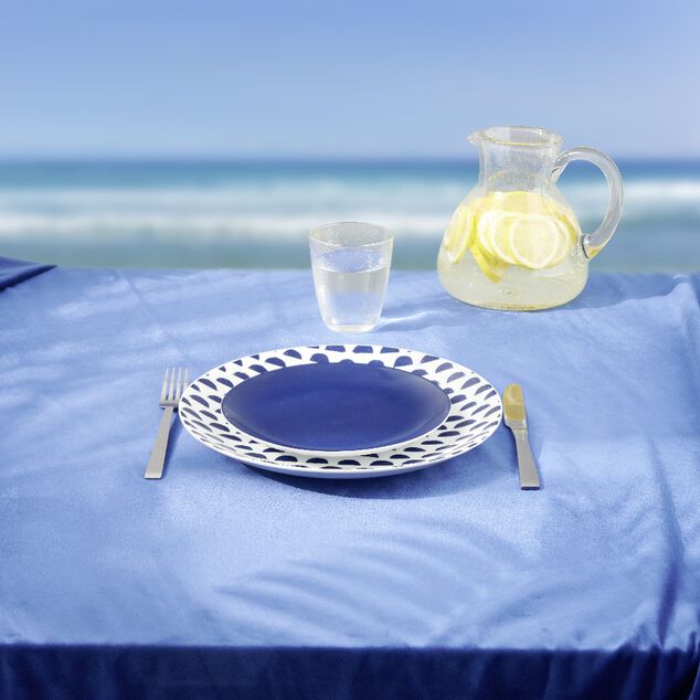 Assiette plate en porcelaine d&eacute;cor bleu &Oslash; 27 cm