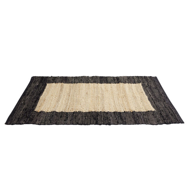 Tapis effet jute bord coton beige 100x150cm