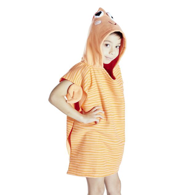 Poncho de bain enfant crevette rayures orange Taille unique 50x76cm