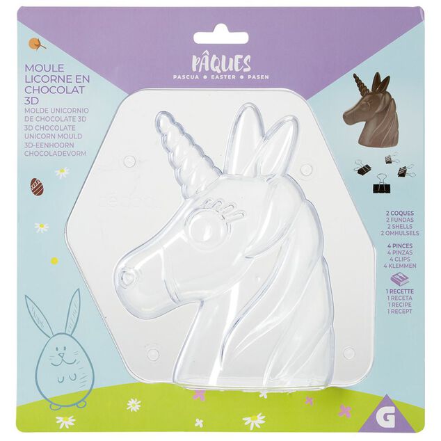 Moule &agrave; chocolat licorne 3D P&acirc;ques