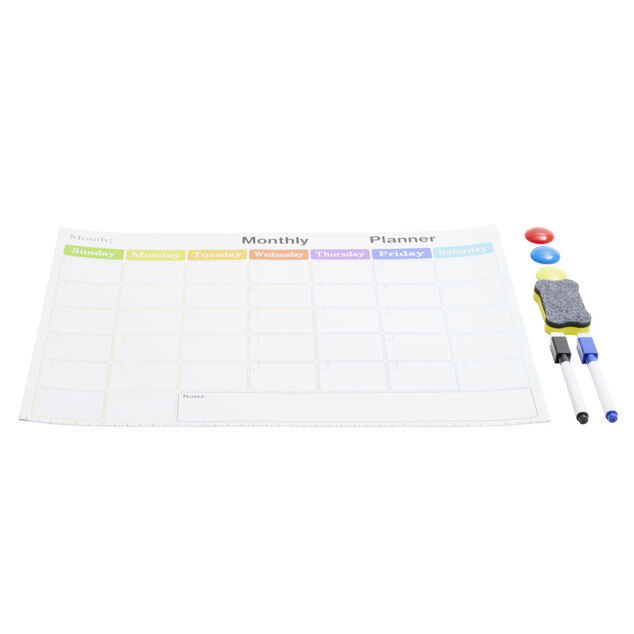 Calendrier mensuel magn&eacute;tique et 7 accessoires 42x30cm