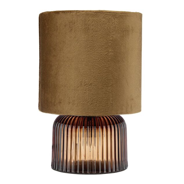 Lampe &agrave; poser verre stri&eacute; et abat-jour textile &Oslash;14xH21cm (3 mod&egrave;les)