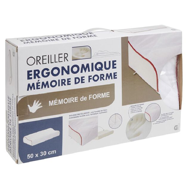Oreiller ergonomique m&eacute;moire de forme