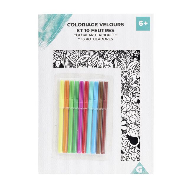 Coloriage velours avec 10 feutres