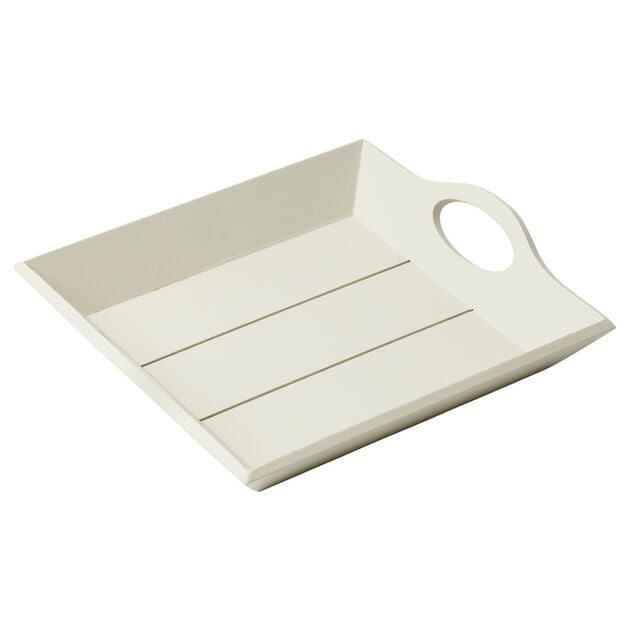 Plateau d&eacute;coratif en bois avec poign&eacute;e 22,5x20xH4cm (3 mod&egrave;les)