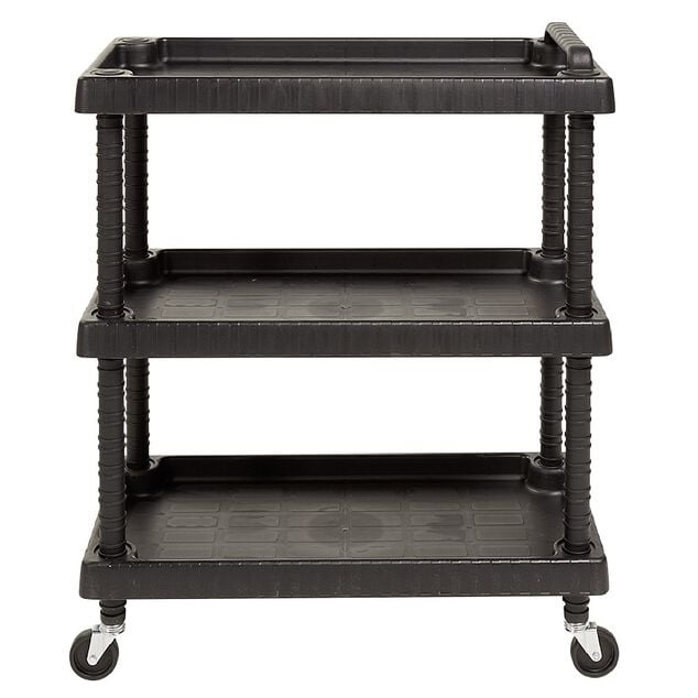 Servante &agrave; roulettes r&eacute;sine &eacute;tag&egrave;re ajustable noir