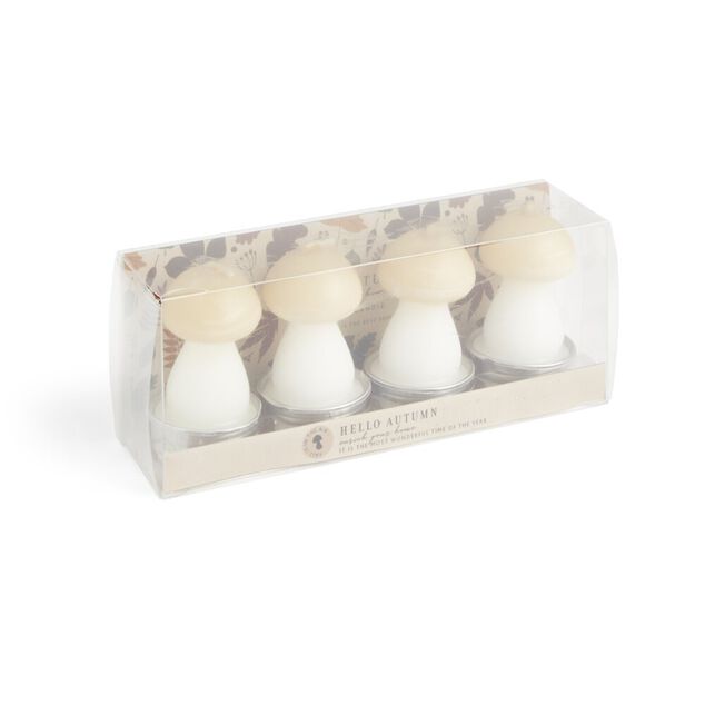 Bougie champignon blanc et jaune 6H x4