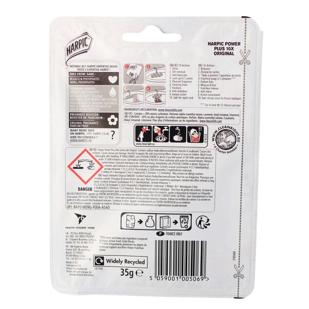 Bloc WC Harpic nettoyage puissant Power Plus bleu