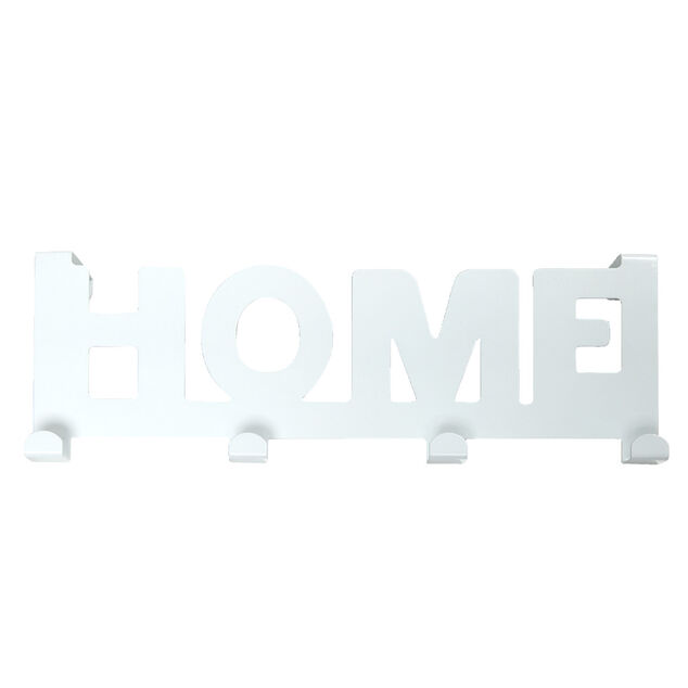 Crochet de porte HOME en m&eacute;tal blanc ou noir 36,5x16,5cm - 2 mod&egrave;les