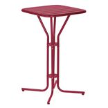 Table de jardin haute Fun m&eacute;tal rouge 60x60xH100cm