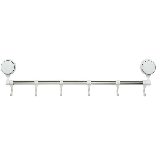 Barre porte serviettes &agrave; ventouses 6 crochets L.60 cm