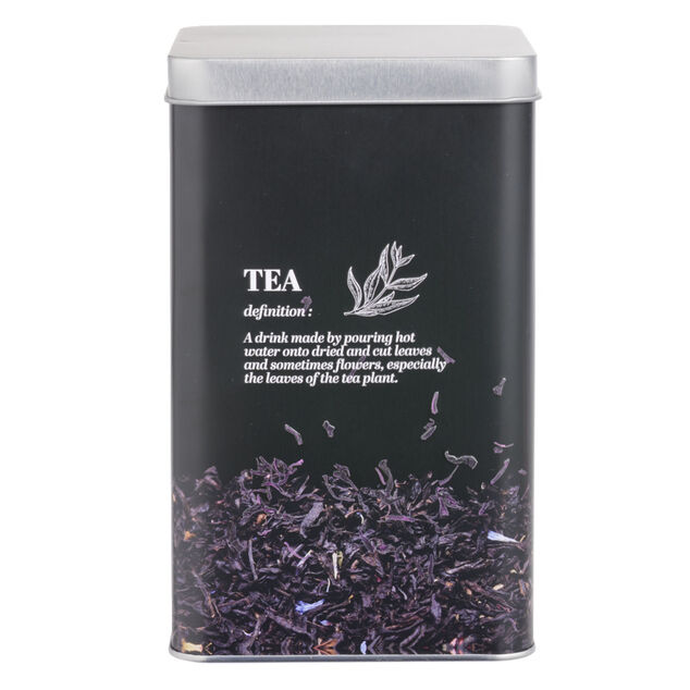 Boîte à thé en métal noir design Tea - 10,7x10,7xH.17,5cm