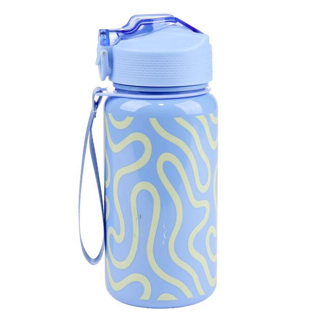 Gourde plastique 600ml bouchon paille motif ondulation &Oslash;7,5xH21,5cm (2 mod&egrave;les)