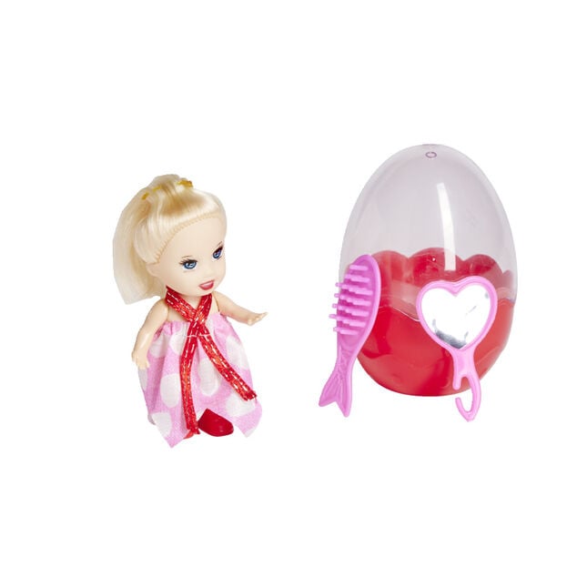 Mini poup&eacute;e dans oeuf &Oslash;5,8xH8,7cm - 4 mod&egrave;les