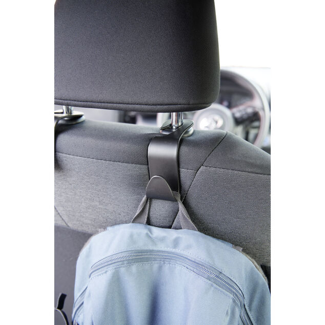 Crochet rangement appuie-tête noir H10cm (2 pièces)