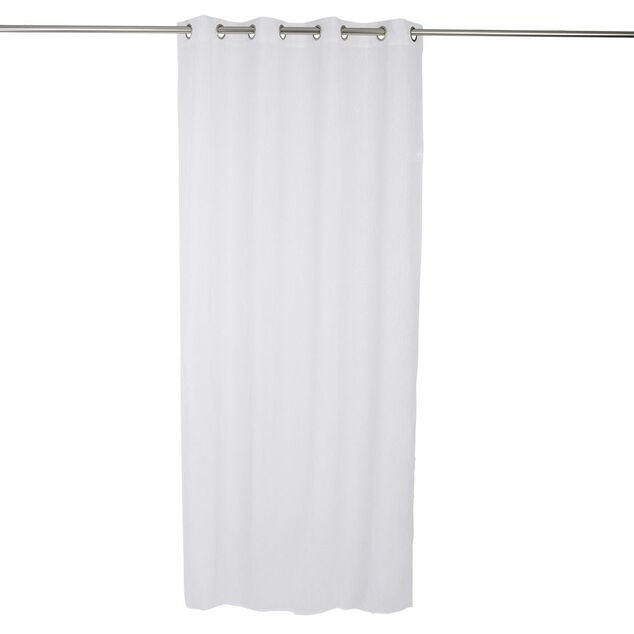 Voilage polyester 140x240cm broderie florale blanc