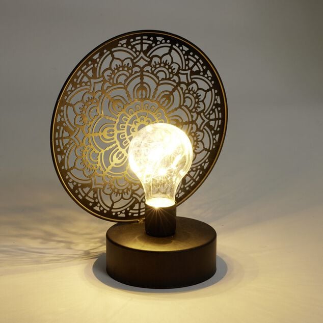 Lanterne LED rosace m&eacute;tal noir 18x10xH21,5cm