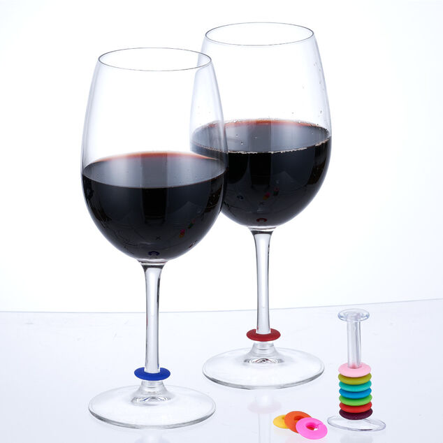 Marqueur multicolore rond pour verre &agrave; pied x12
