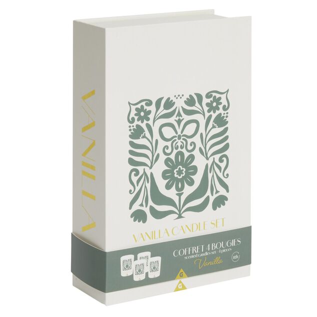 Bougie parfum&eacute;e dans verre x4 coffret forme livre 16x17cm (4 mod&egrave;les)