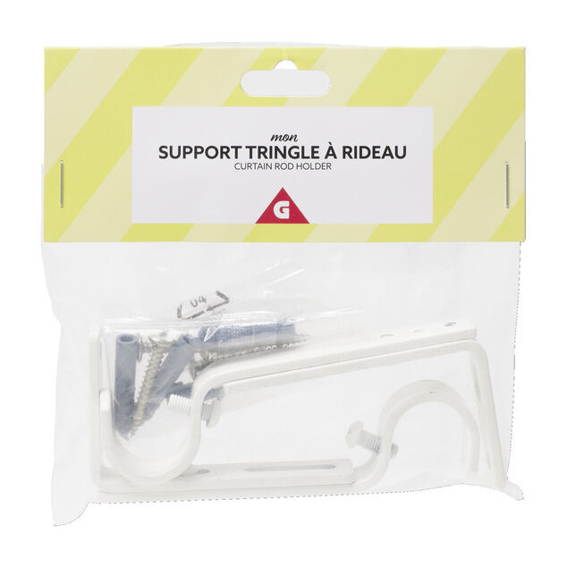 Support tringle à rideaux extensible x2 métal blanc H10cm