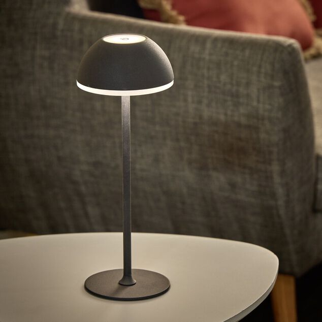 Lampe &agrave; poser sans fil tactile et rechargeable USB 3 nuances H37cm noir