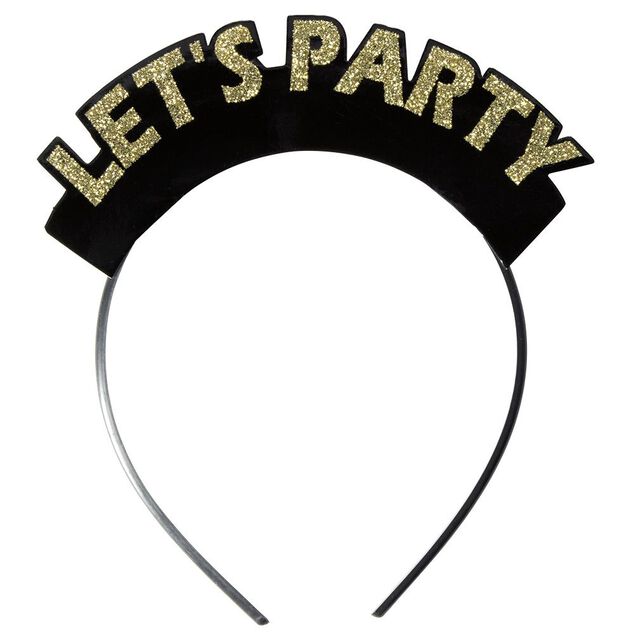 Serre-t&ecirc;te avec inscription LET'S PARTY gris argent&eacute;