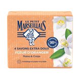 Savon solide Le Petit Marseillais mains et corps fleur d'oranger 4x100gr