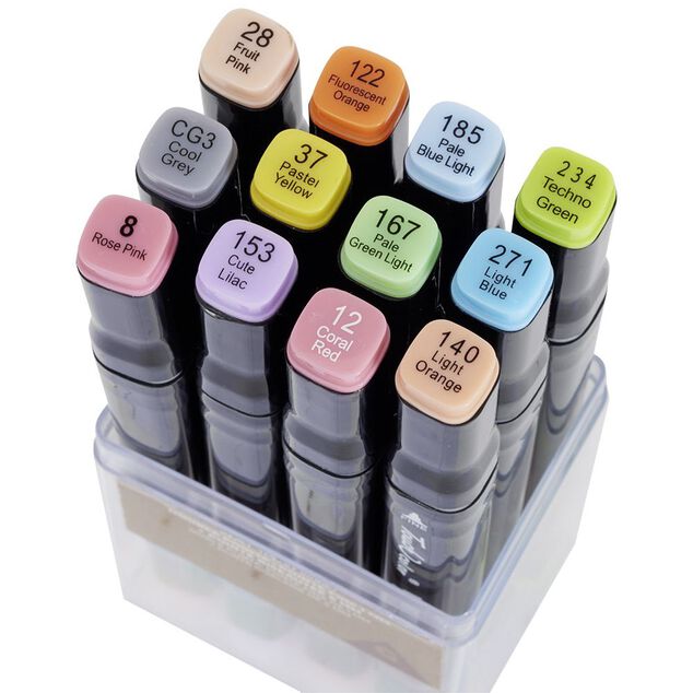 Feutres double pointe acrylique pastel x12