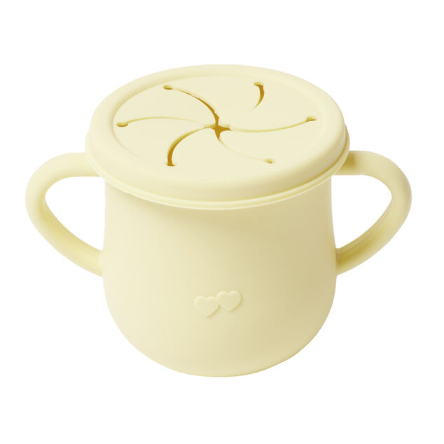 Verre tasse b&eacute;b&eacute; d'apprentissage avec couvercle et anses en silicone H11cm
