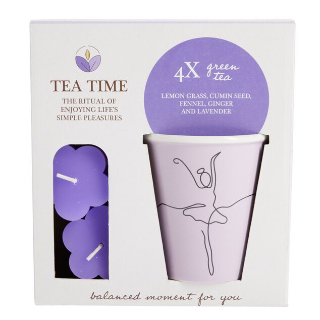 Coffret mug 330ml avec 3 sachets de thé et 2 bougies (3 modèles)