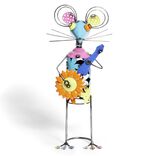 Souris d&eacute;coration de jardin en m&eacute;tal multicolore H45,5cm