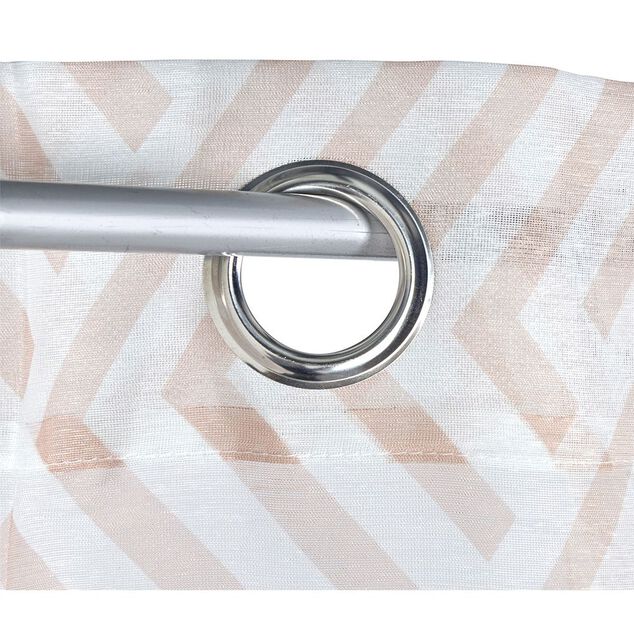 Rideau voilage &agrave; oeillets 140x240cm polyester imprim&eacute; rayures