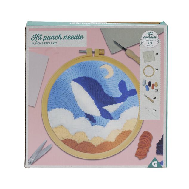 Kit de crochet avec support rond bois et laine 25x9x6cm - plusieurs mod&egrave;les