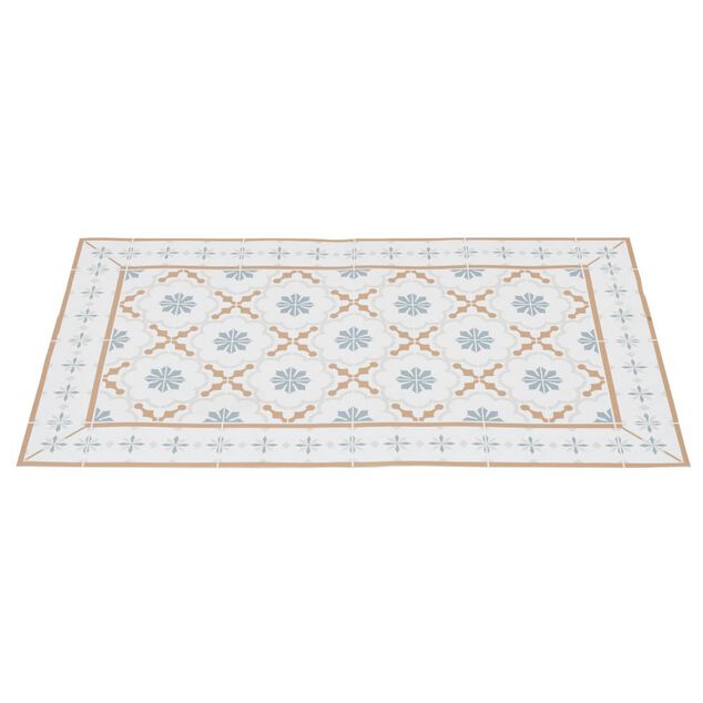 Tapis de cuisine vinyle imprim&eacute; carreau de ciment tricolore 70x49,5cm