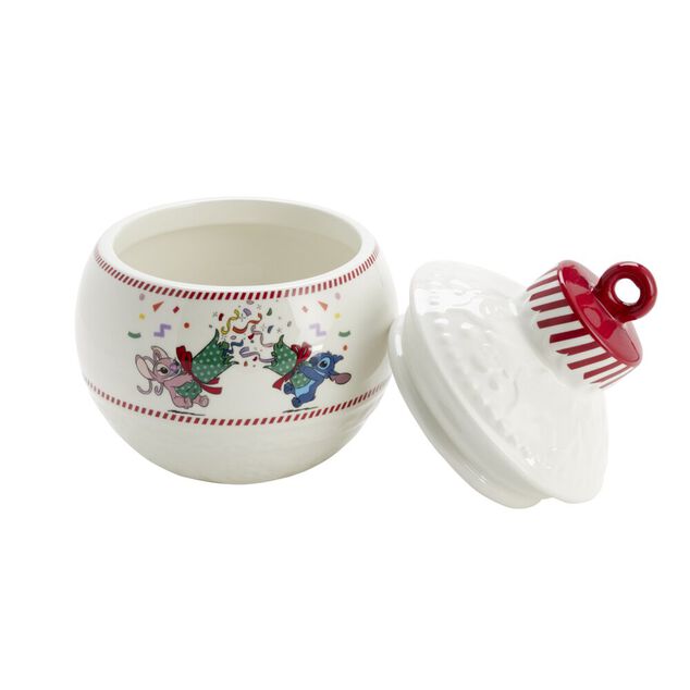 Bonbonnière boule de Noël Disney Stitch céramique blanc et rouge Ø15,5xH19cm