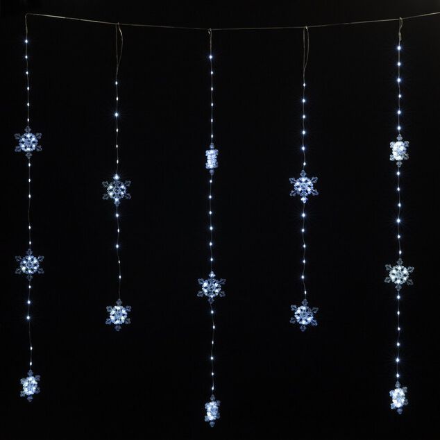 Guirlande rideau 13 flocons de neige 156LED blanc froid 1,2m