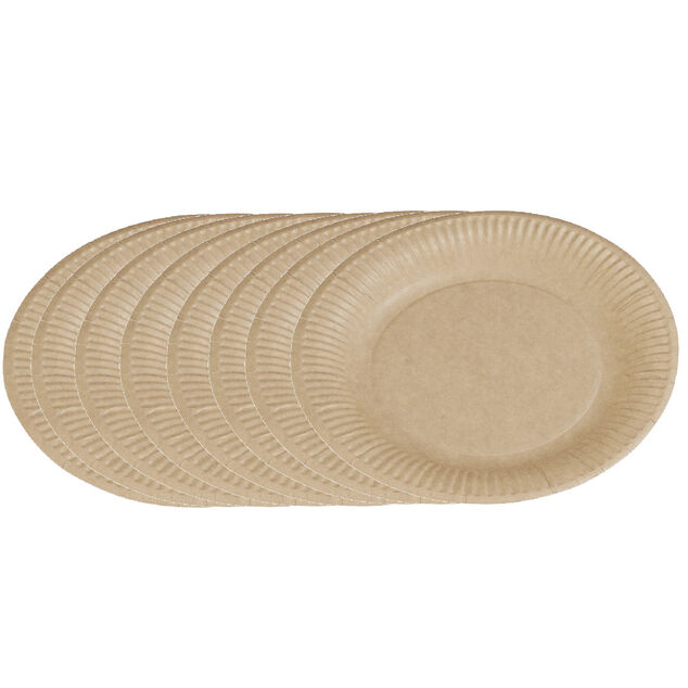 Lot de 50 assiettes plates rondes en carton kraft marron