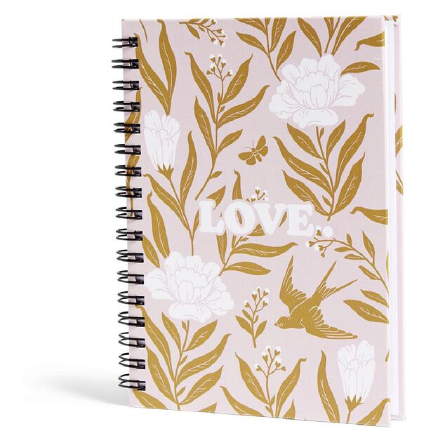 Carnet spirale A6 &agrave; ligne th&egrave;me Love floral 160 pages