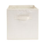 Panière de rangement Box Cube cartonnée blanche à rayures 31x31xH29cm