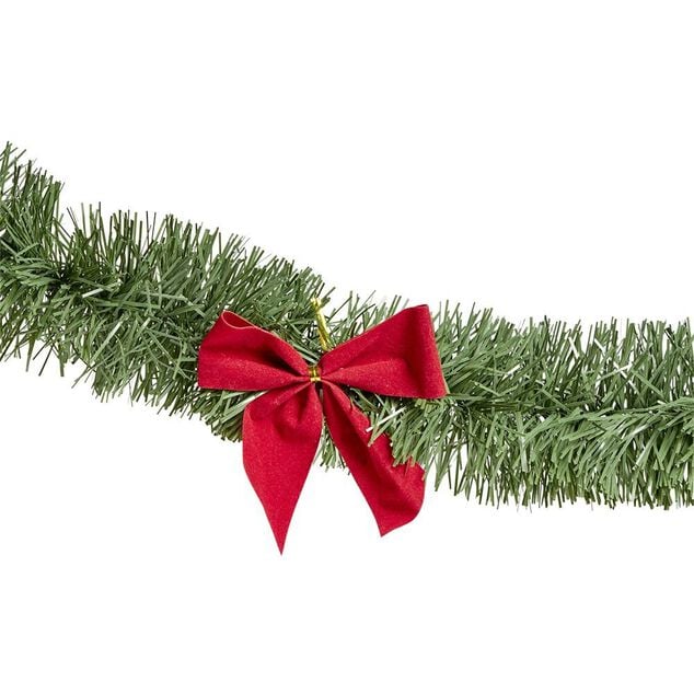 Guirlande avec noeud L200cm PVC vert et rouge